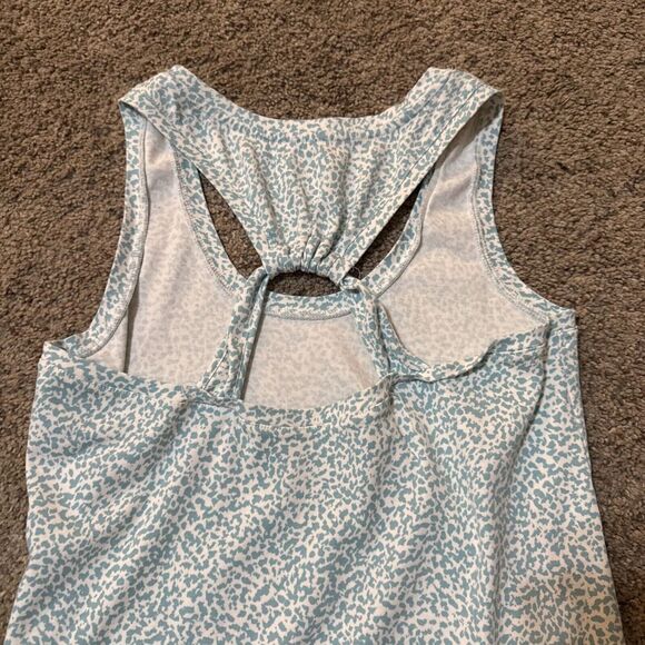 H Halston Open Back Tank Workout Sleeveless Top Size M Blue Lightweight Athletic - Picture 8 of 8